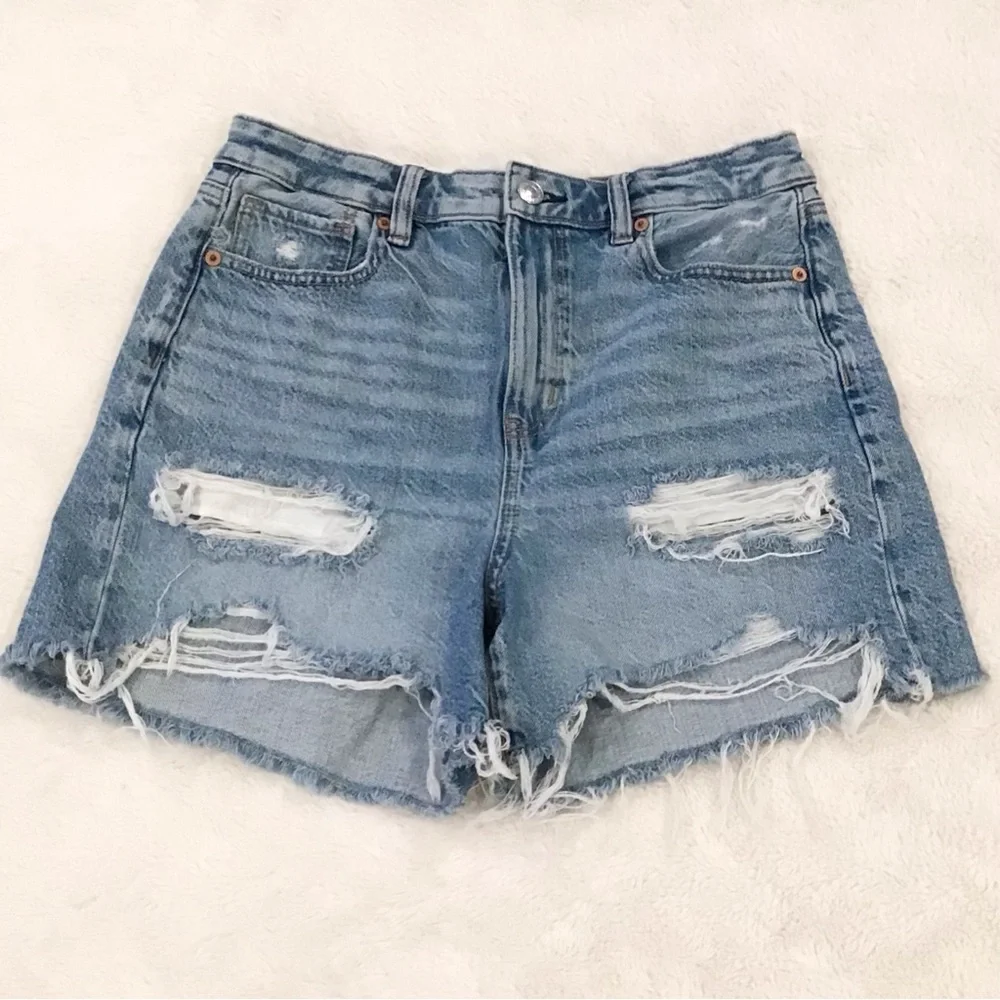 American Eagle 4 Baggy Mom Denim Shorts High Rise Women’s Distressed 2022